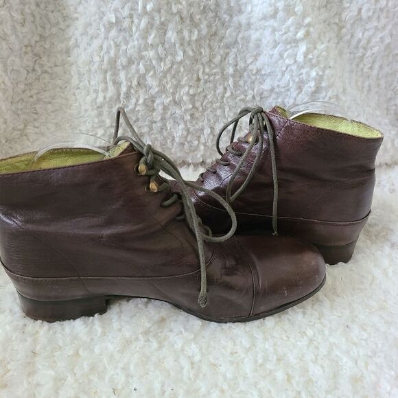 Anthropologie Coupleof Soft Brown Leather Laceup Ankle Boots size‎ 39 - Picture 4 of 7